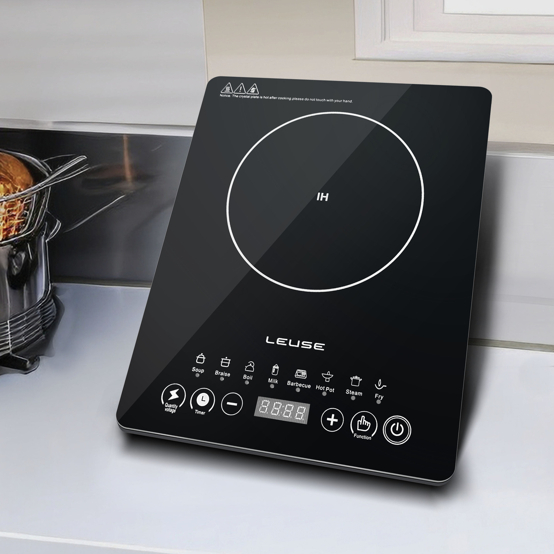 110V Induction Cooker Induction Cooktop Cooker Hob With Auto Switch Off Function Ceramic Burner Toughened Glass Panel Electric